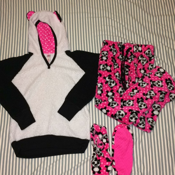 Justice Other - Girl’s Matching Panda Pajama Set